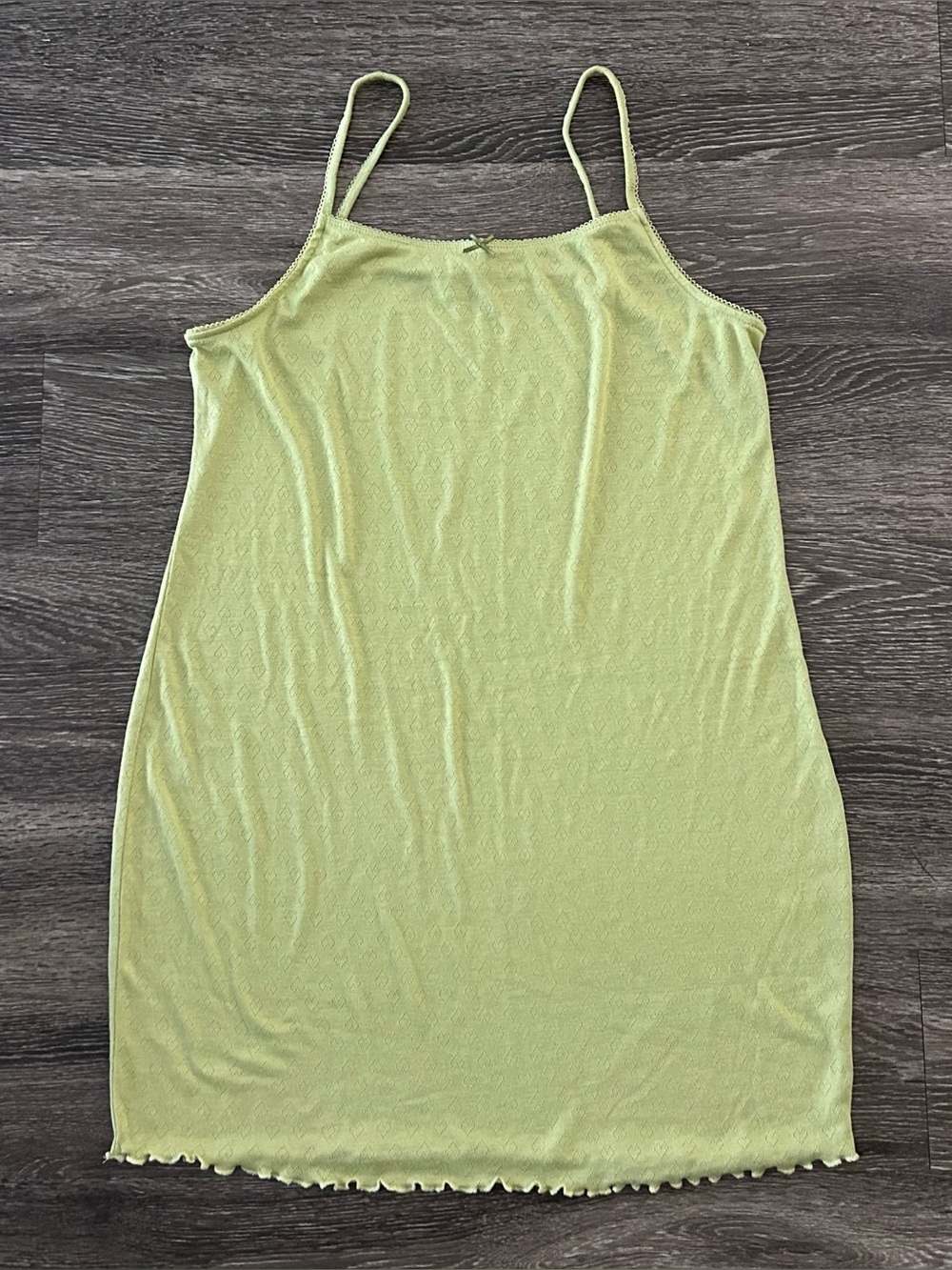 No Boundaries Heart Pointelle Soft Mini Slip Dress Womens XL Lettuce Hem 90s Y2K
